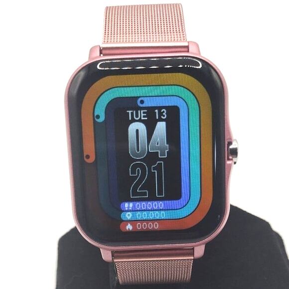 Pink Smartwatch Stainless Steel for Android or Apple Fitness Sleep Heart Tracker - Picture 1 of 10